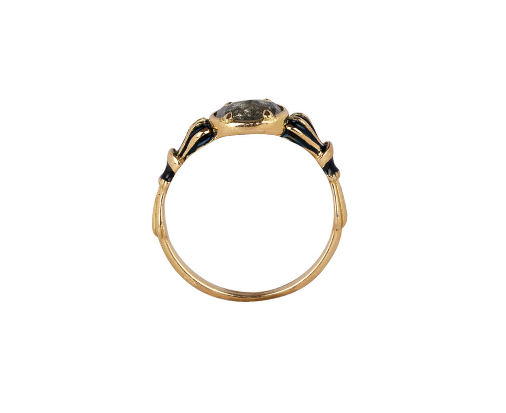 Rusty Thought Rustic Diamond Black Enamel Solitaire Top View