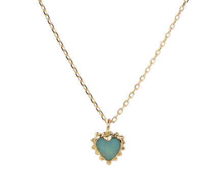 Rusty Thought Light Blue Enamel Mini Heart Pendant Necklace