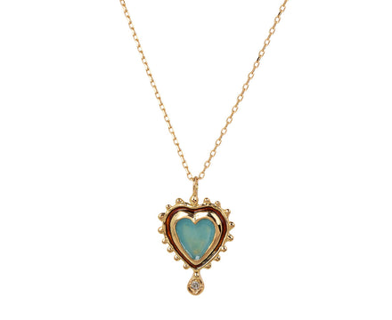 Rusty Thought Light Blue Enamel Heart Pendant Necklace