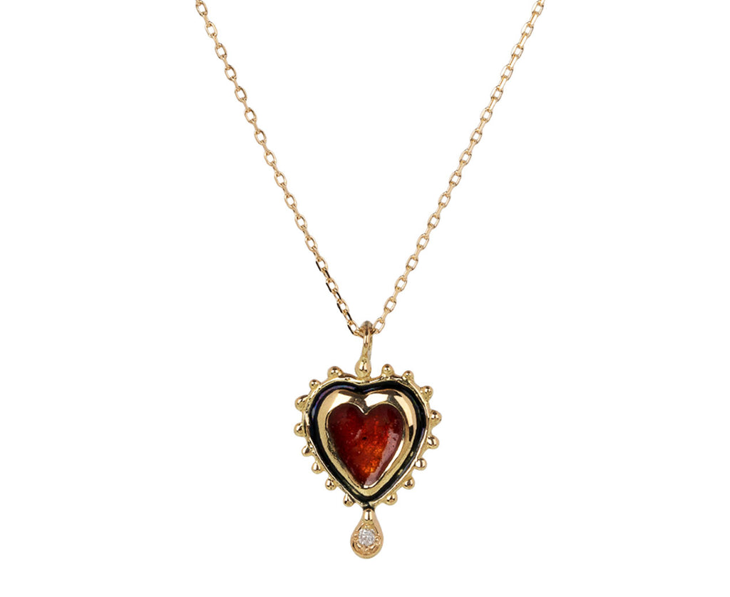 Rusty Thought Red Enamel Heart Pendant Necklace