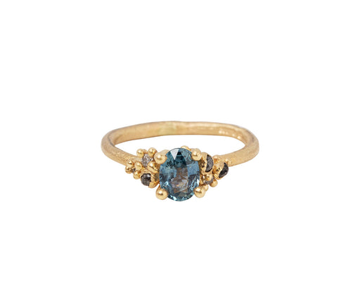 Ruth Tomlinson Blue Sapphire and Gray Diamond Solitaire Ring