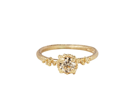 Ruth Tomlinson Champagne Diamond Gold Granules Solitaire Ring