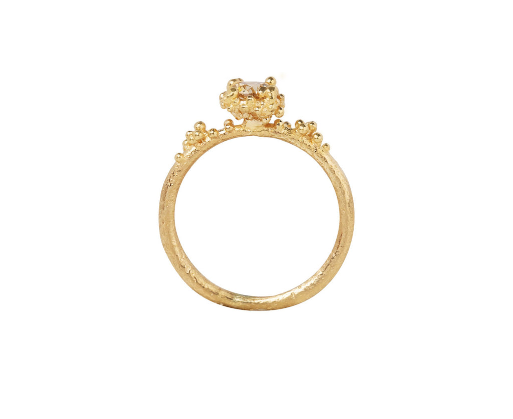 Ruth Tomlinson Champagne Diamond Gold Granules Solitaire Ring Top