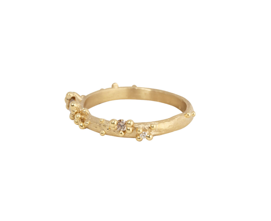 Ruth Tomlinson White and Champagne Diamond Gold Granules Band Side