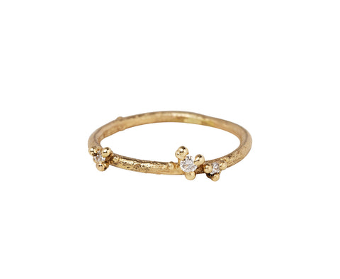 Ruth Tomlinson Asymmetrical Diamond and Gold Granules Band
