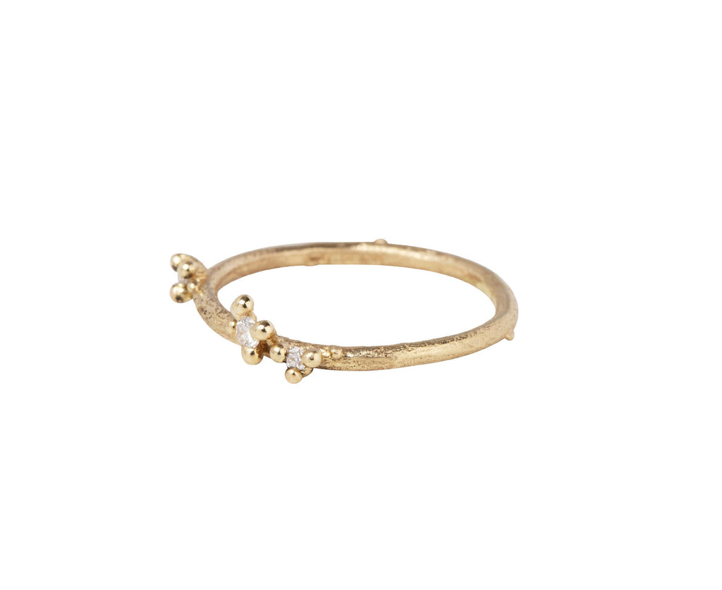 Ruth Tomlinson Asymmetrical Diamond and Gold Granules Band Side
