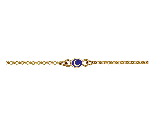 Blue Enamel Crescent Round Sequence Chain Bracelet