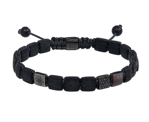 Carbon Fiber, Black Diamond and Gray Sapphire Bead Bracelet