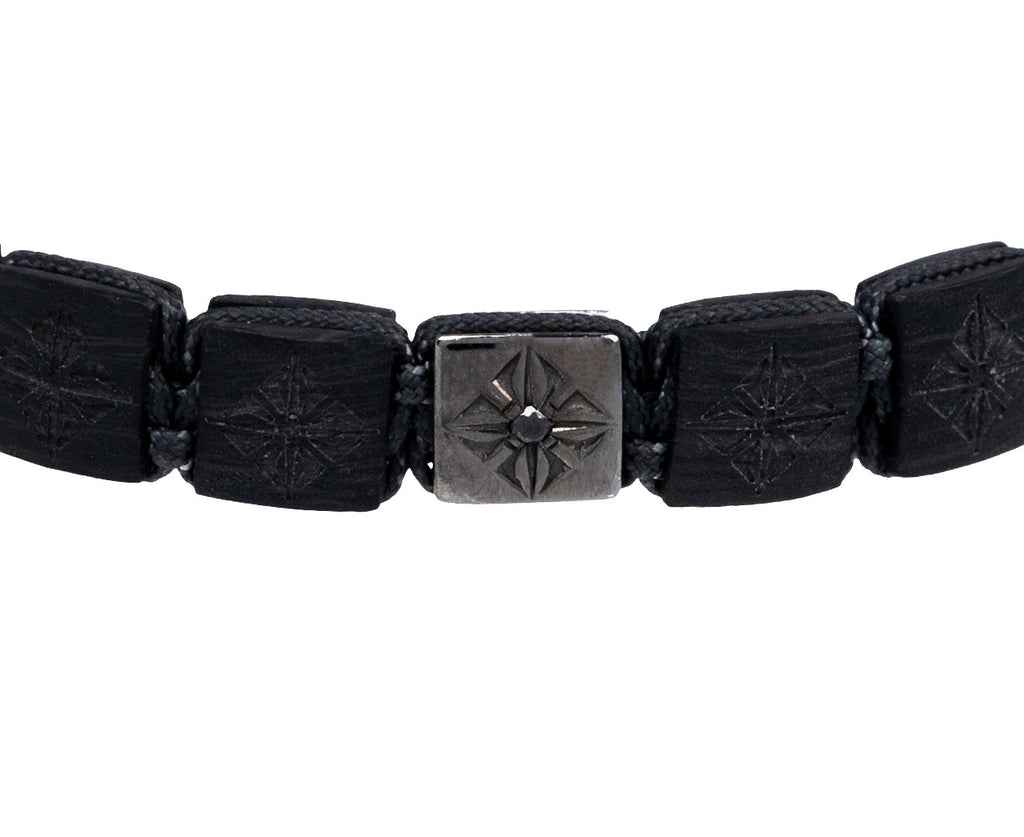 Carbon Fiber, Black Diamond and Gray Sapphire Bead Bracelet