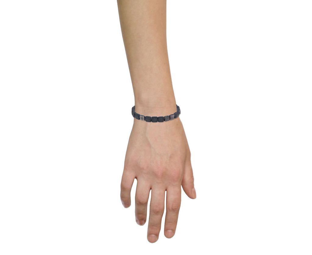Carbon Fiber, Black Diamond and Gray Sapphire Bead Bracelet
