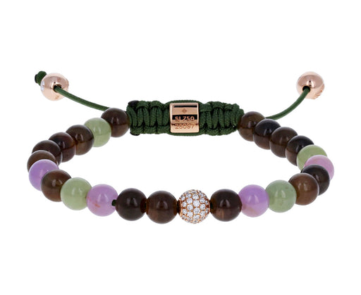 Brown, Green and Pink Sapphire Diamond Bead Bracelet