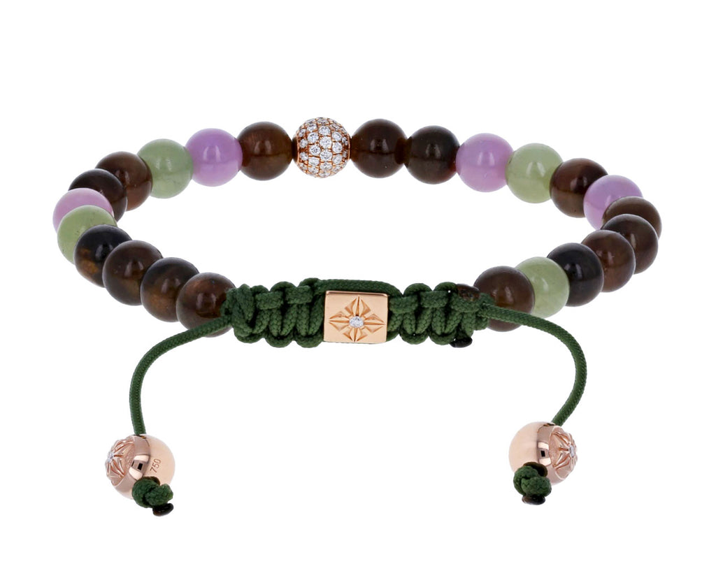 Brown, Green and Pink Sapphire Diamond Bead Bracelet