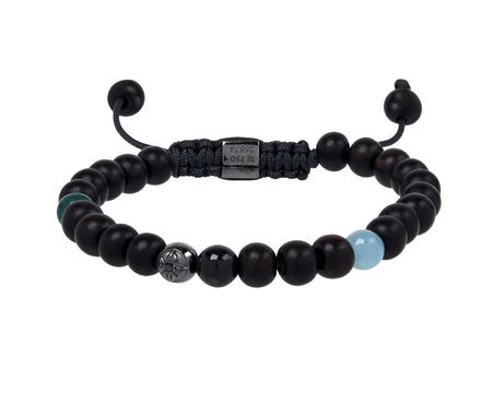 Ebony, Aquamarine, Emerald and Sapphire Bead Bracelet