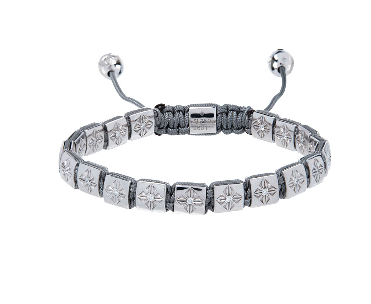 White Gold Square Lock Bead Bracelet