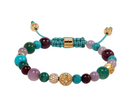 Pink Sapphire, Ruby, and Emerald Bead Bracelet
