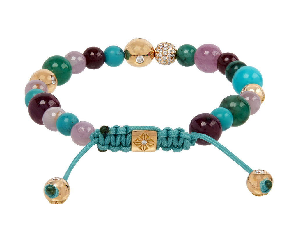 Pink Sapphire, Ruby, and Emerald Bead Bracelet