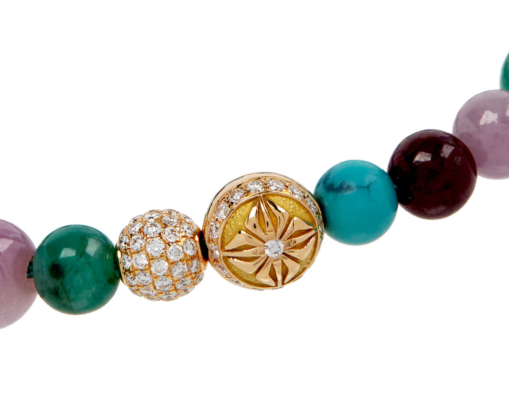 Pink Sapphire, Ruby, and Emerald Bead Bracelet
