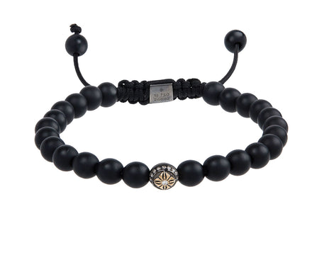 Shamballa Jewels Onyx Black Rhodium Yellow Gold Diamond Bead Bracelet