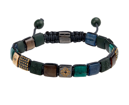 Shamballa Jewels Ceramic, Sapphire, Emerald and Yellow Gold Bead Bracelet