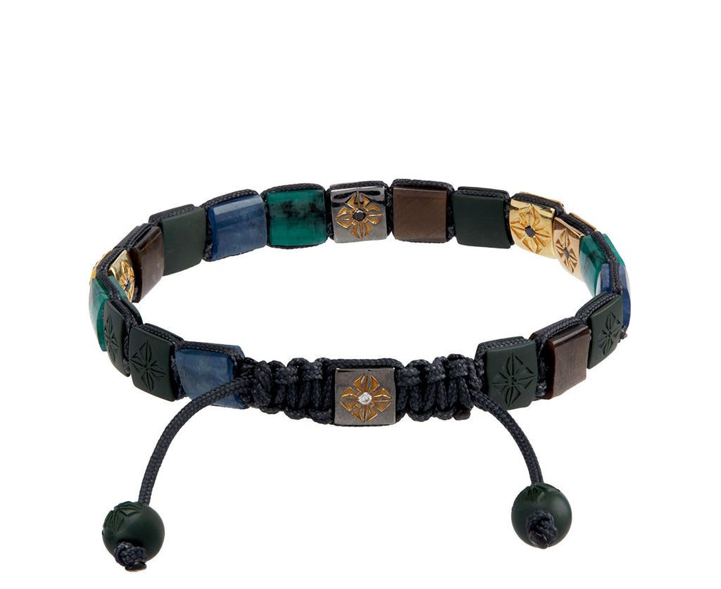 Shamballa Jewels Ceramic, Sapphire, Emerald and Yellow Gold Bead Bracelet Back