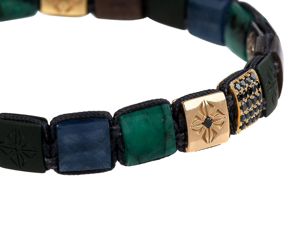 Shamballa Jewels Ceramic, Sapphire, Emerald and Yellow Gold Bead Bracelet  Another Close Up