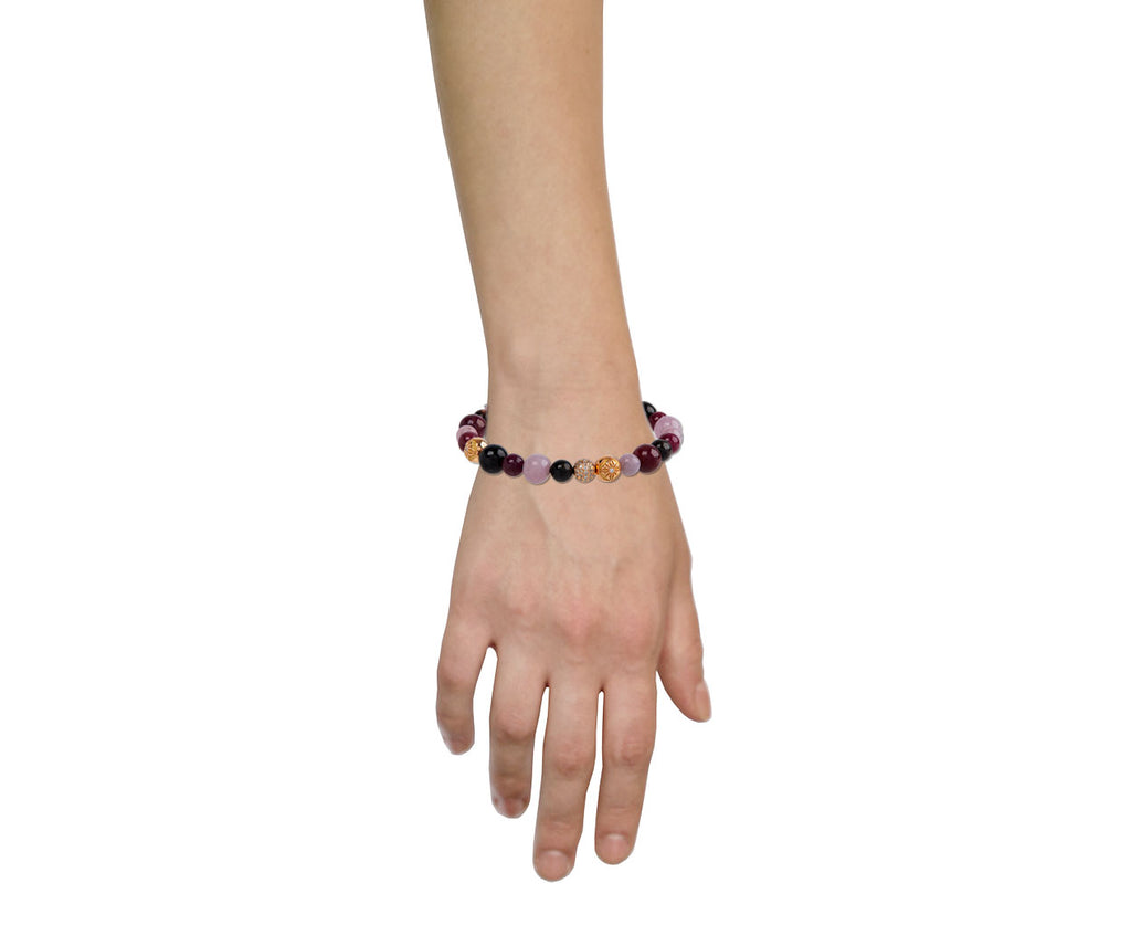 Shamballa Jewels Ruby, Pink and Brown Sapphire Bead Bracelet Profile