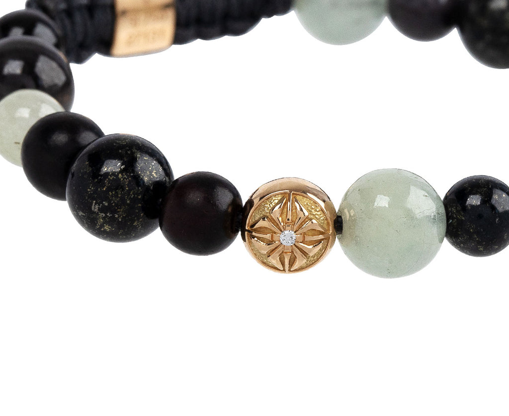 Shamballa Jewels Sapphire, Jade, Black Diamond Pavé Bead Bracelet Left Side Close Up