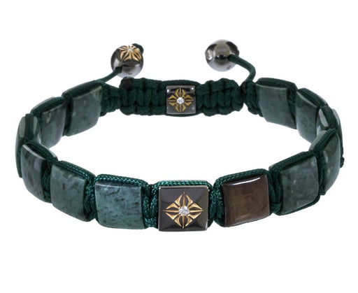 Green Marble Brown Sapphire and Gold Square Bead Bracelet - TWISTonline 