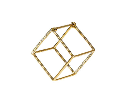 Medium Two Diamond Line Cube SINGLE EARRING - TWISTonline 