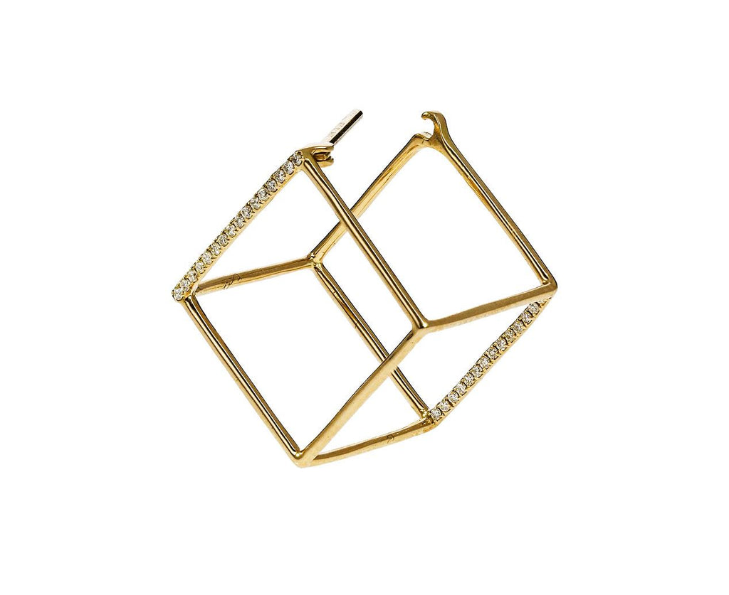 Medium Two Diamond Line Cube SINGLE EARRING - TWISTonline 