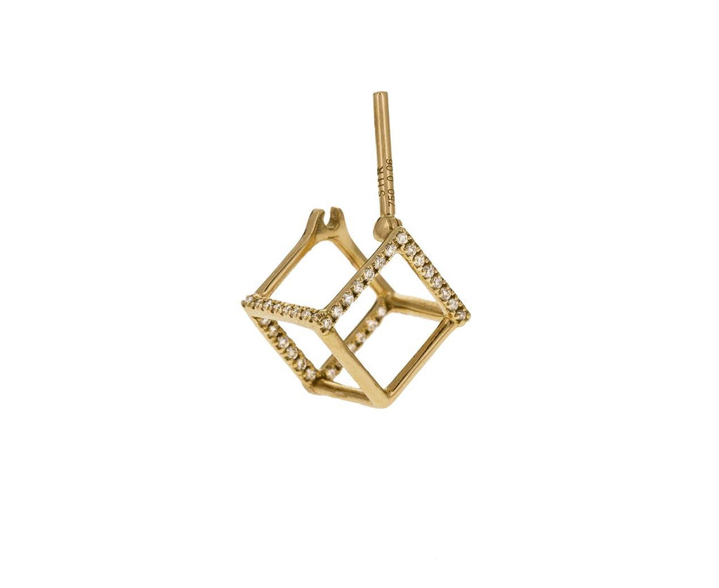 Extra Small Six Diamond Line Cube SINGLE EARRING - TWISTonline 