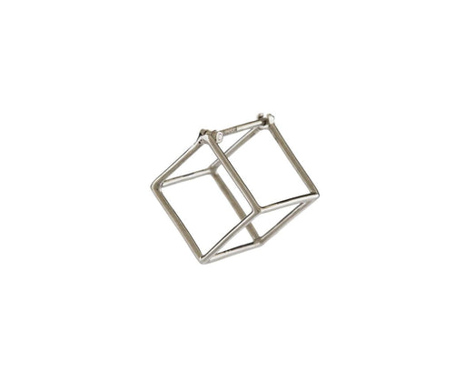 White Gold Small Open Cube SINGLE EARRING - TWISTonline 