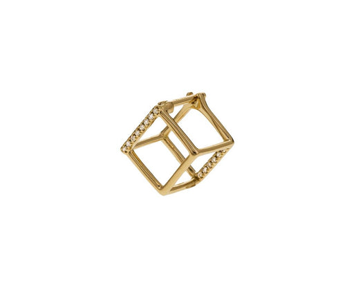 Extra Small Two Diamond Line Cube SINGLE EARRING - TWISTonline 