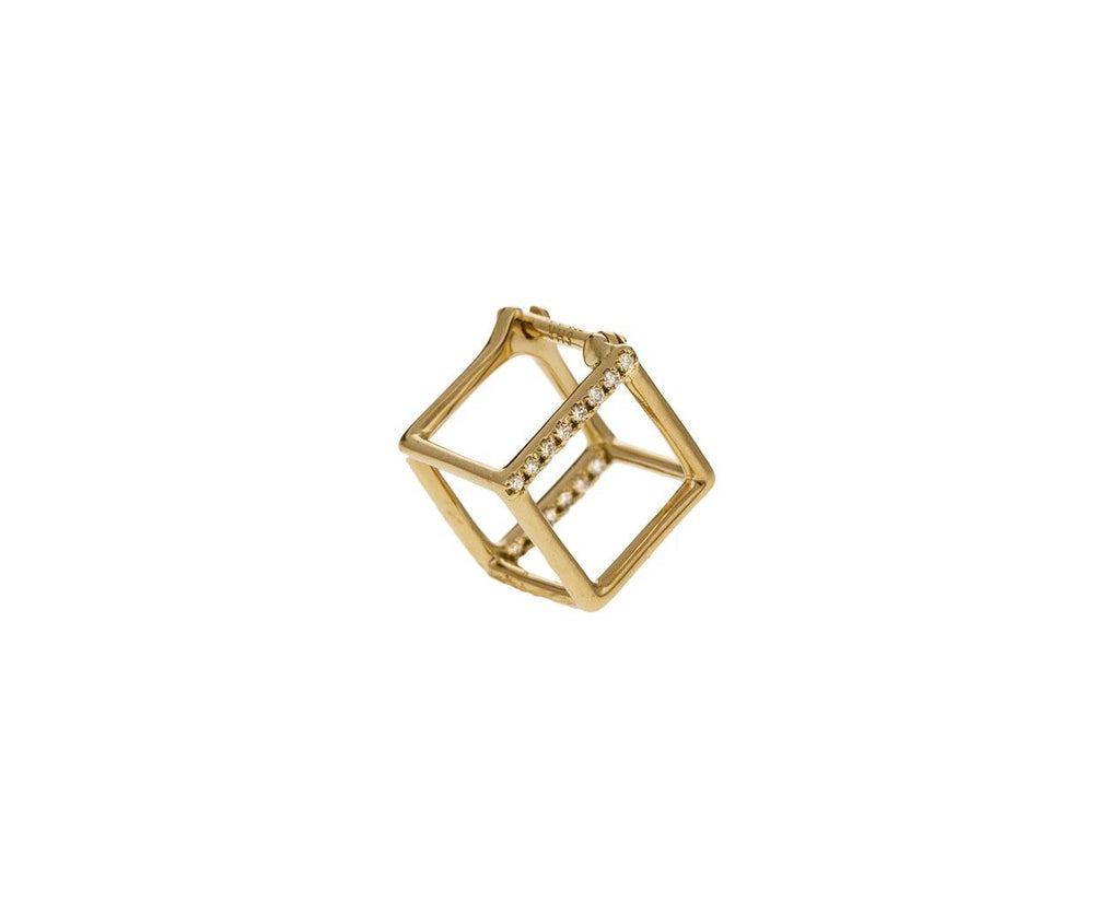 Extra Small Two Diamond Line Cube SINGLE EARRING - TWISTonline 
