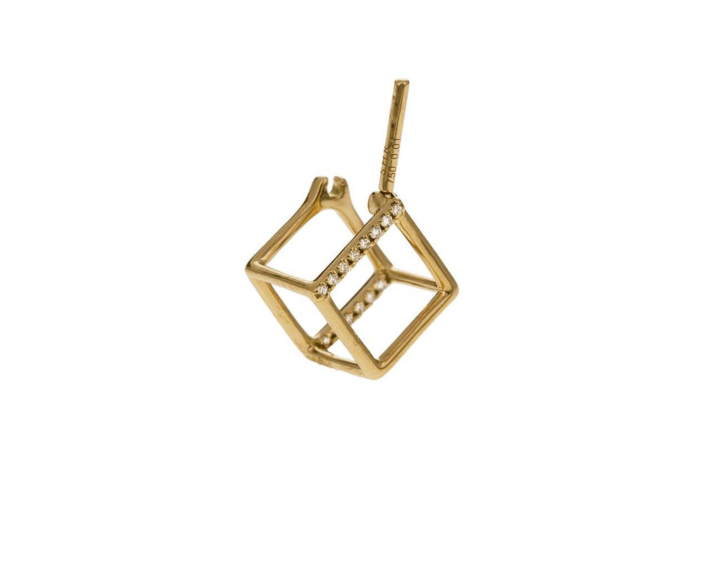 Extra Small Two Diamond Line Cube SINGLE EARRING - TWISTonline 
