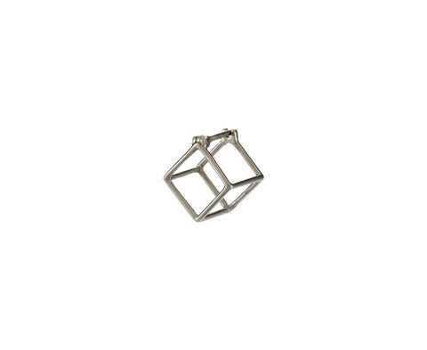 Extra Small White Gold Open Cube SINGLE EARRING - TWISTonline 