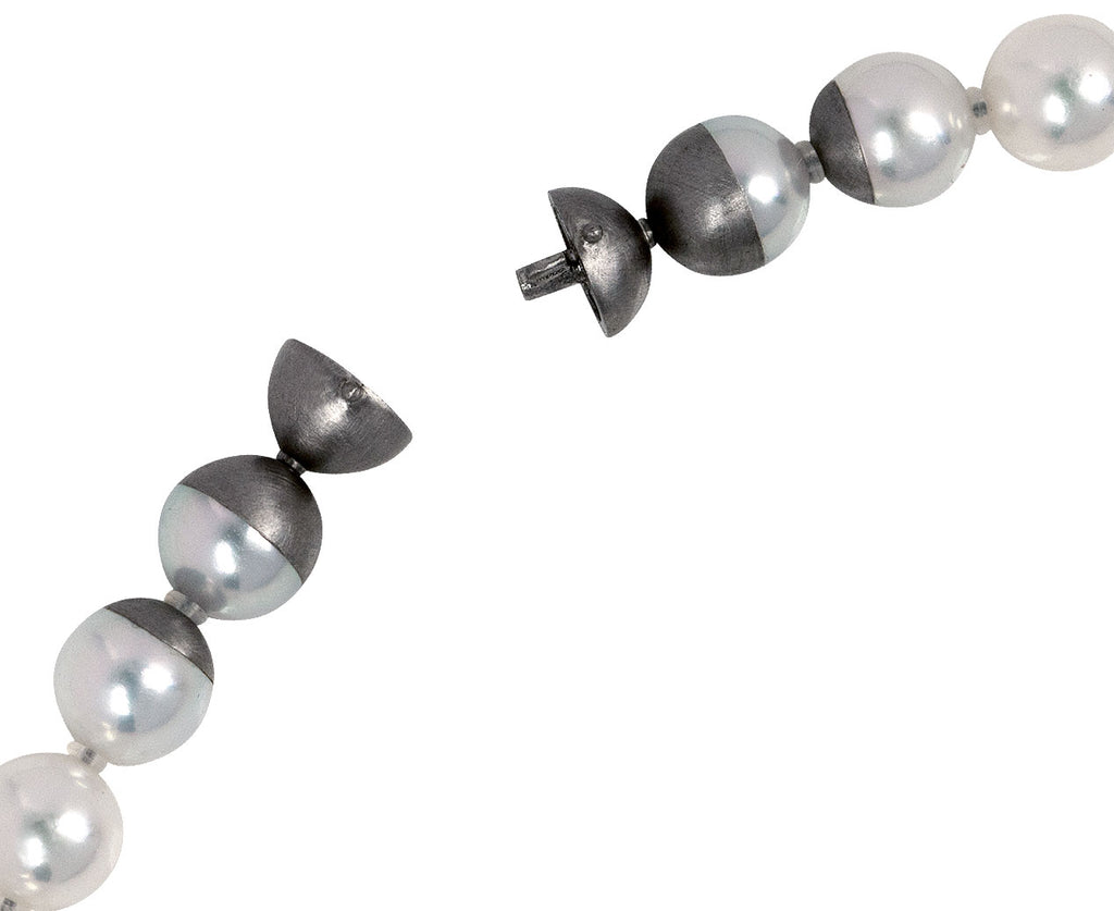 YUTAI Akoya Black Pearl Ombre Sectional Necklace Clasp Open