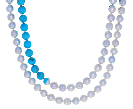 Turquoise and Cultured Akoya Pearl Necklace