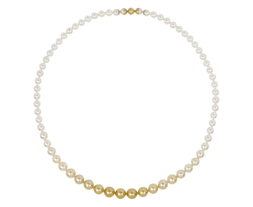 YUTAI Sectional Akoya White and Yellow Pearl Necklace