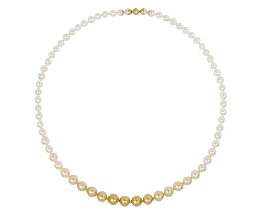 YUTAI Sectional Akoya White and Yellow Pearl Necklace