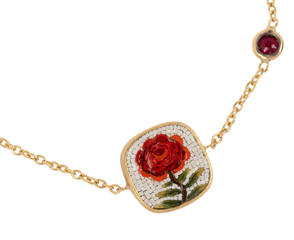 Le Sibille Micromosaic Rose Bracelet Charm Close Up