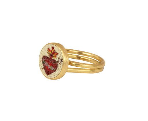 Le Sibille Micromosaic Heart Ring Side View