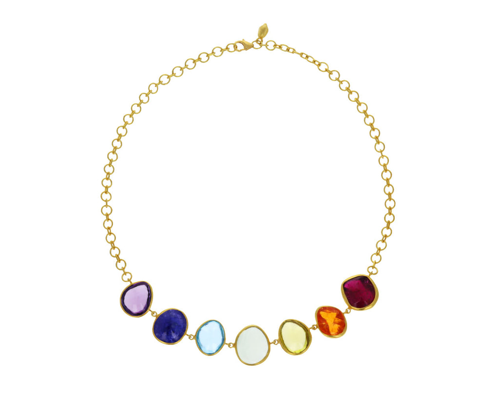 Large Rainbow Mixed Stone Choker Necklace