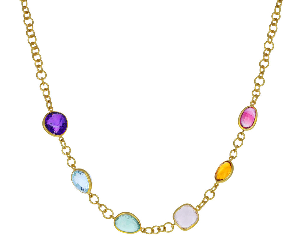 Faceted Rainbow Stone Necklace