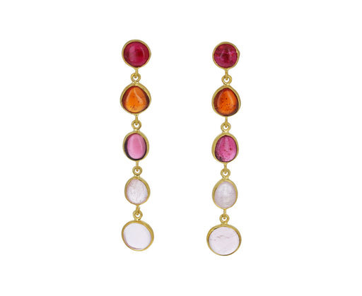 Mixed Pinks Five Stone Dangle Earrings