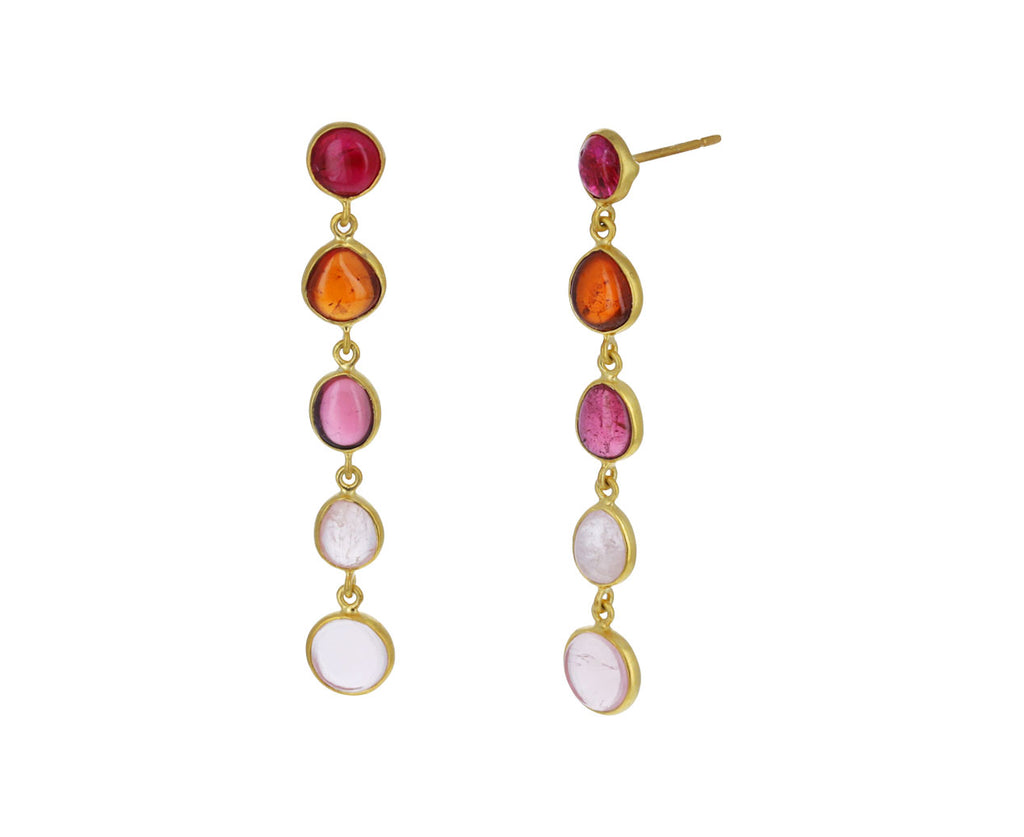 Mixed Pinks Five Stone Dangle Earrings