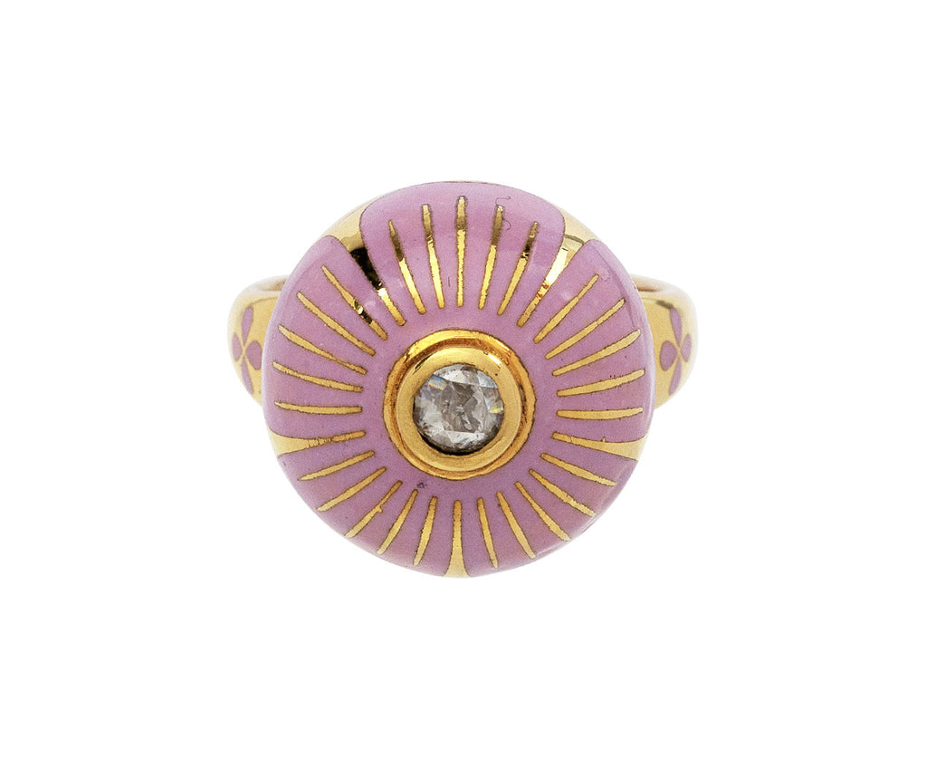 Pink Enamel Diamond Sphere Flower Ring - TWISTonline 