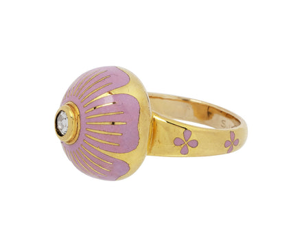 Pink Enamel Diamond Sphere Flower Ring - TWISTonline 