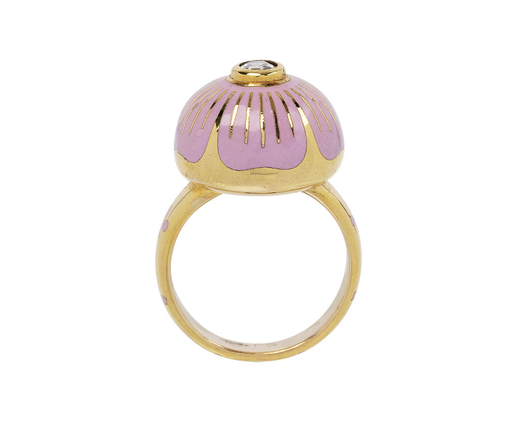 Pink Enamel Diamond Sphere Flower Ring - TWISTonline 