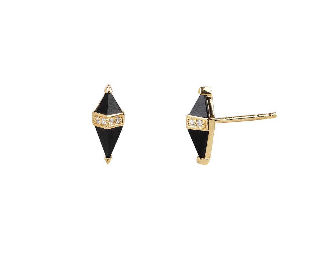 Sorellina Black Onyx and Diamond Pietra Stud Earrings Side View